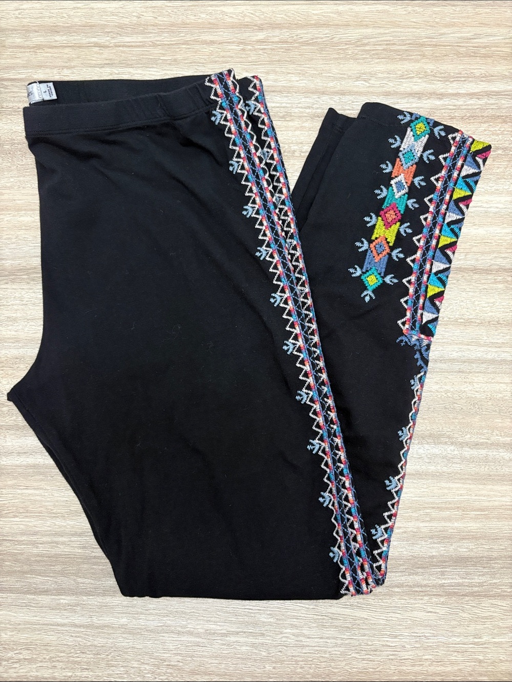 JW Los Angeles Embroidered Pull On Leggings Women Size Large Multi Johnny Was